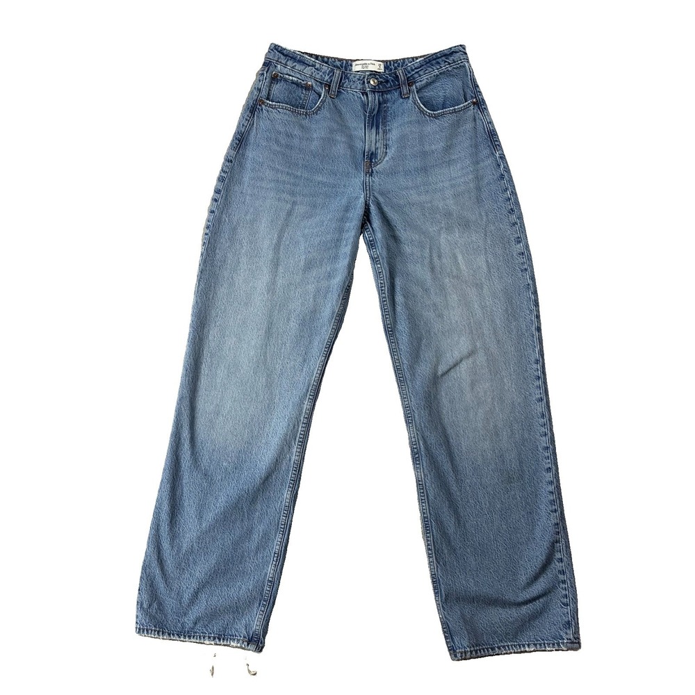 Abercrombie Fitch Curve Love Loose High Rise Jean Medium Blue Wash Women 29/8L